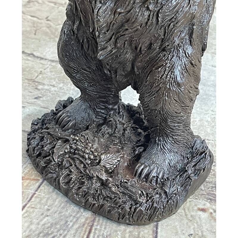 Original Tall Hungry Bear Eating Grapes Bronze Sculpture Art Deco Statue Figure