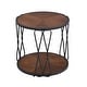 preview thumbnail 6 of 14, Round Wood Frame Side Table Coffee End Table Antique Black/Gold Living Room Bedroom