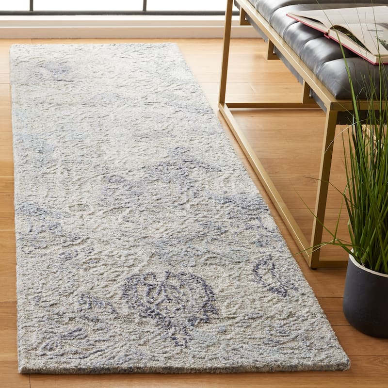 SAFAVIEH Handmade Marquee Carena Weave Modern Rug - 2'3" x 8' Runner - Ivory/Grey