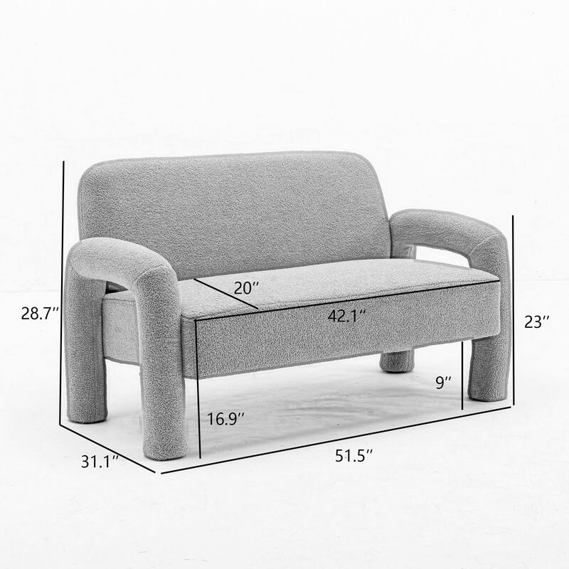 SEYNAR Mid-Century Modern Boucle 51'' Solid Wood Curved Sofa Set of 2 with Accent chair