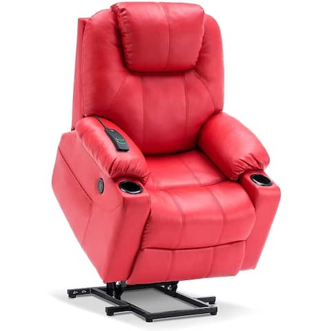 Mcombo Electric Power Lift Recliner Leather Chair with Massage Heat