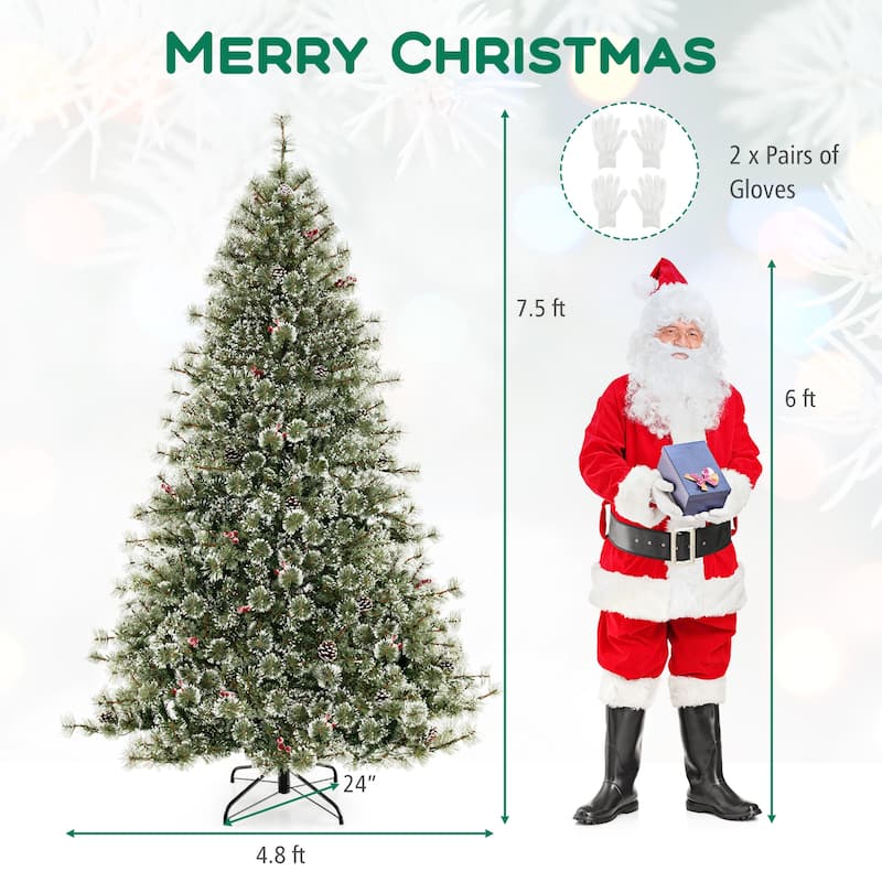 Artificial Christmas Tree Hinged Xmas Tree w/Quick Power Connector - 7.5 Foot