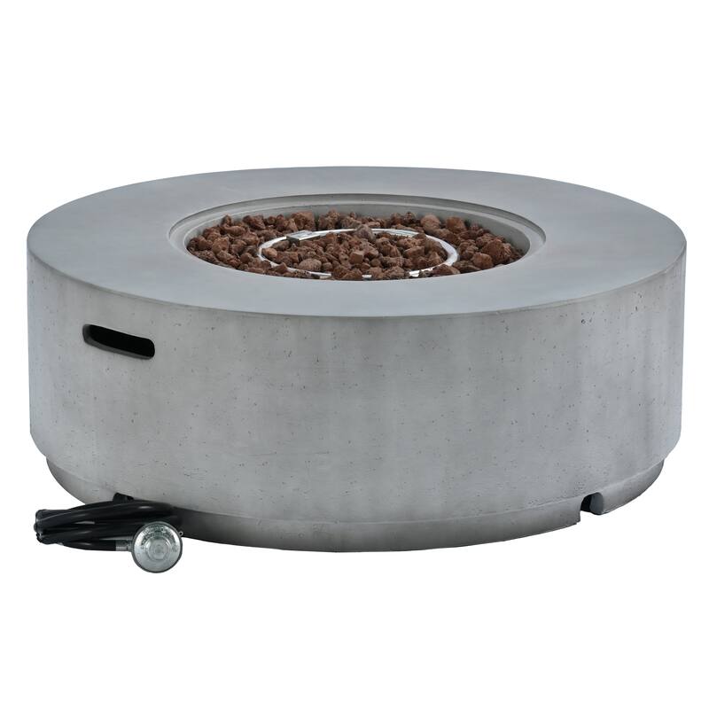 38.2" Round Outdoor Propane Fire Pit, Outside Fire Pit Table with 50000 BTU, Steel Burner, Lava Rocks, Waterproof Cover