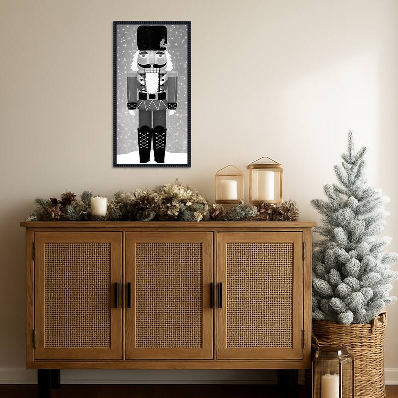 Nutcracker I Gray by Ryan Fowler (14 x 27 in.), Framed Canvas Wall Art Print - Sylvie Beaded Black