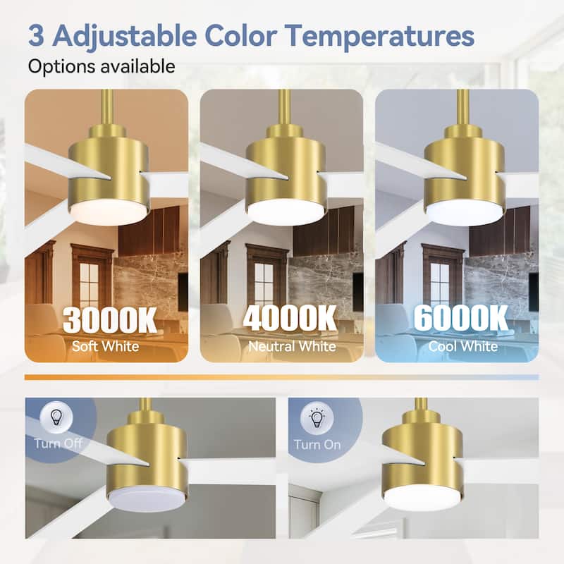 52-inches 3-Blade Ceiling Fan With Remote Downrod