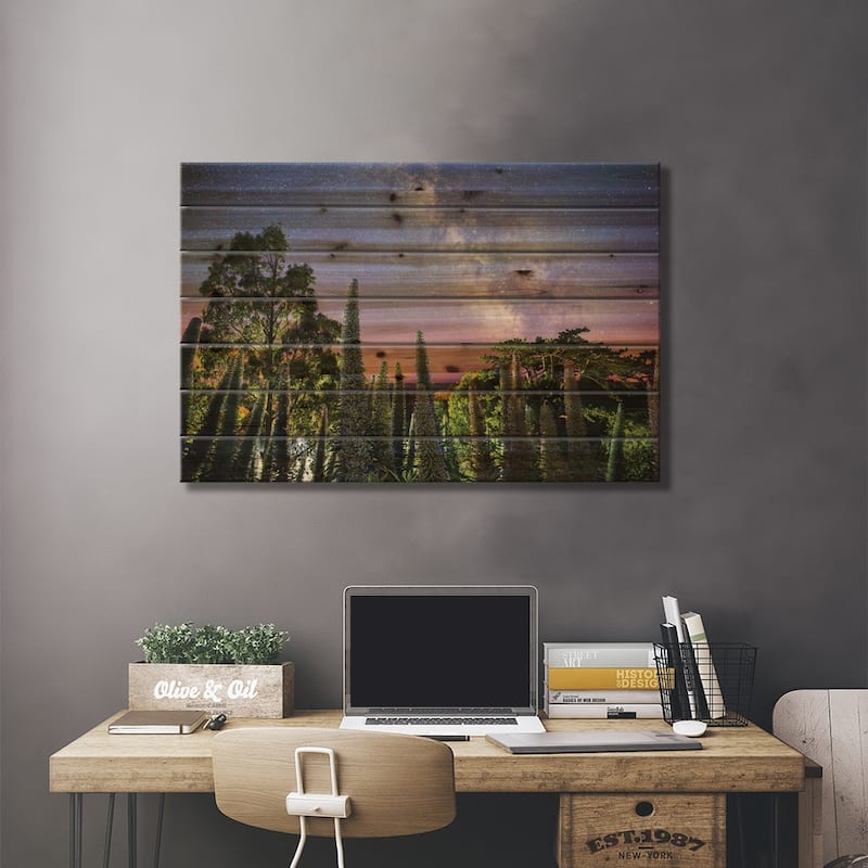 Echiums Under The Milky Way Print On Wood by Chad Powell - Multi-Color