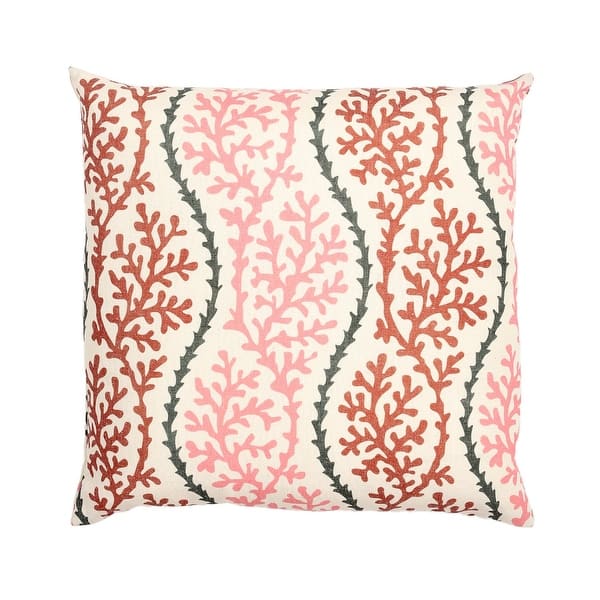 Pink And Brown Coral Pattern With Polyester Insert Pillow On
