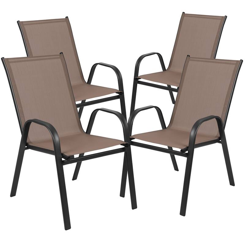 7-Piece Rippled Glass Outdoor Patio Table and Stacking Chairs Set