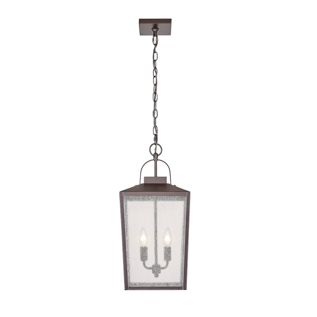 Millennium Lighting Caswell 4 Light Outdoor Hanging Lantern in Powder Coated Black with Clear Seeded Glass Shades