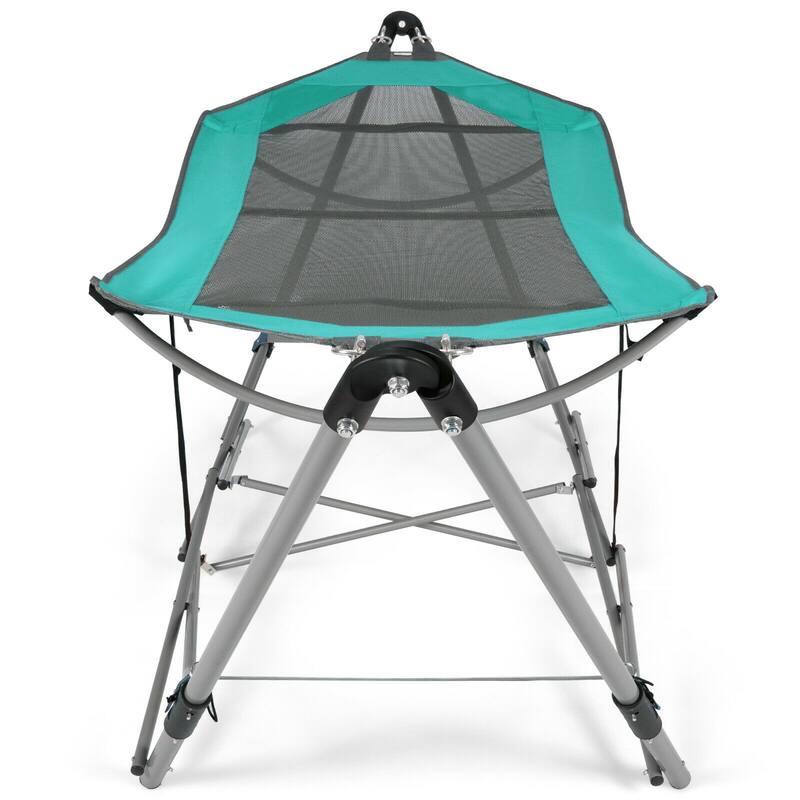 Gymax Folding Hammock Indoor & Outdoor Hammock with Side Pocket & Iron