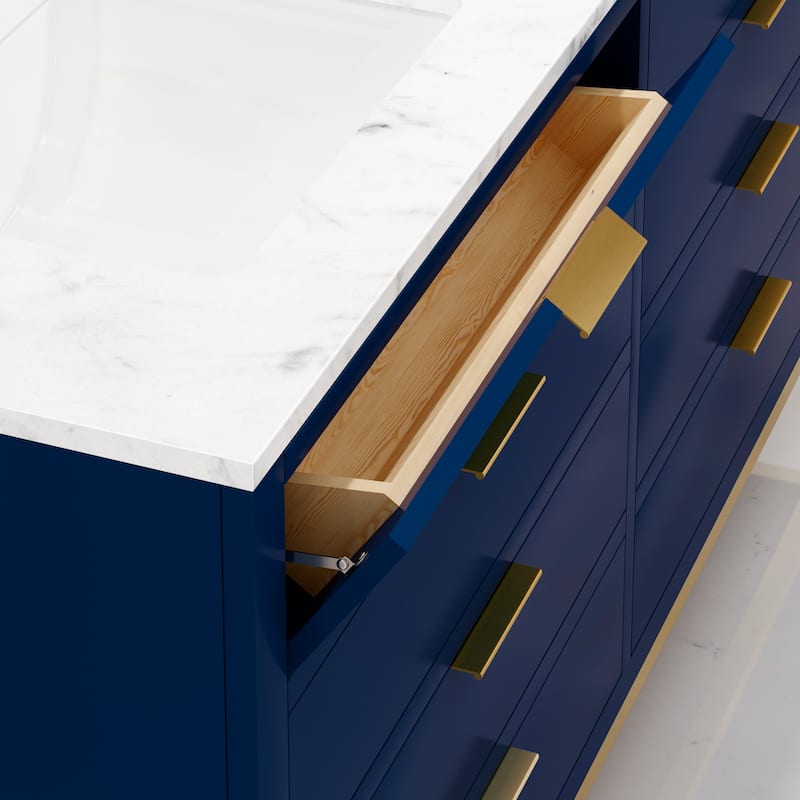 Bristol Carrara White Marble Countertop Vanity with Mirror
