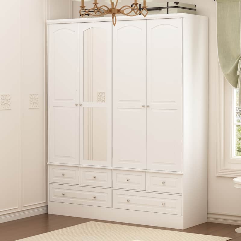 Modular Majesty Double Wardrobe Mirror-Front Storage Closet Armoires