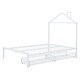 preview thumbnail 6 of 25, Full Size Metal Platform Bed with 2 Drawers, House-Shaped Headboard Design, White