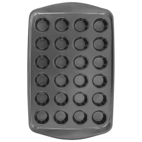 Gibson Baker's Friend 24 Cup Nonstick Steel Mini Muffin Pan in Grey - Silver