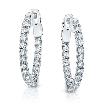 Auriya 14k Gold 2 carat TW Small Diamond Hoop Earrings-17 mm (0.66-inch) (H-I or J-K, SI1-SI2 or I1-I2)