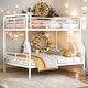 preview thumbnail 1 of 16, Full XL Over Queen Metal Bunk Bed,2 In 1 Beds for Home White