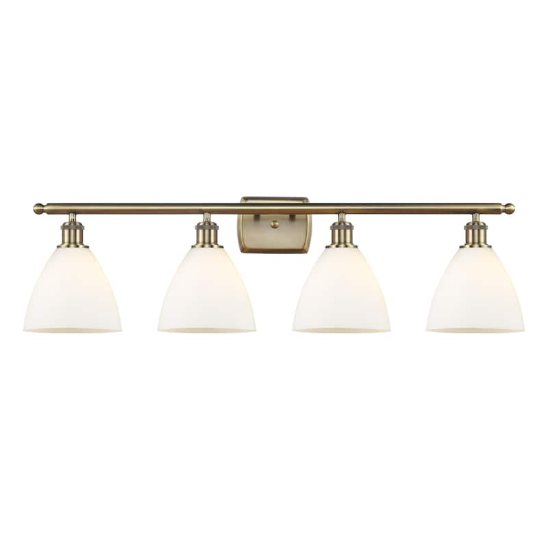Innovations Lighting 516-4W-12-38 Bristol Vanity Bristol Glass 4 Light - Antique Brass / Matte White