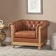 preview thumbnail 4 of 51, Castalia Chesterfield Tufted Club Chair by Christopher Knight Home - 39.00" L x 33.50" W x 28.00" H Cognac Brown + Natural