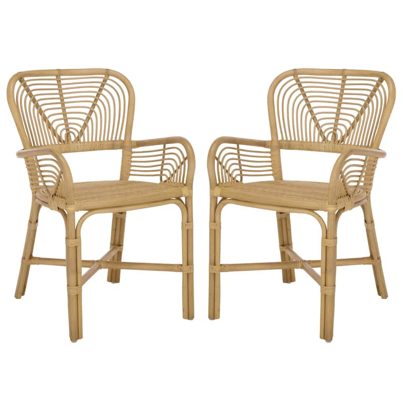SAFAVIEH Home Rimma Rattan Arm Chair (Set of 2) - 22"W x 23"D x 36"H - Natural