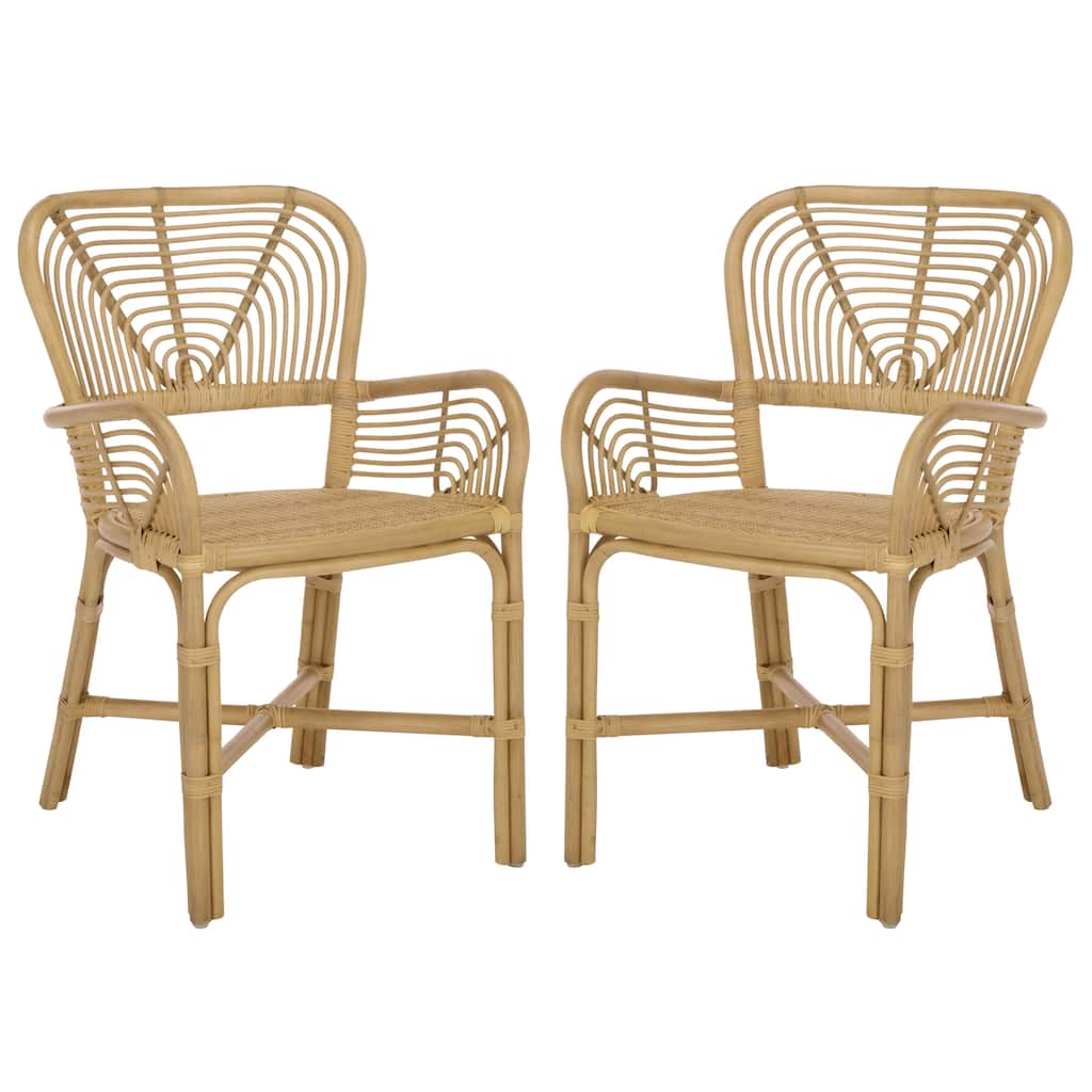 SAFAVIEH Home Rimma Rattan Arm Chair (Set of 2) - 22"W x 23"D x 36"H