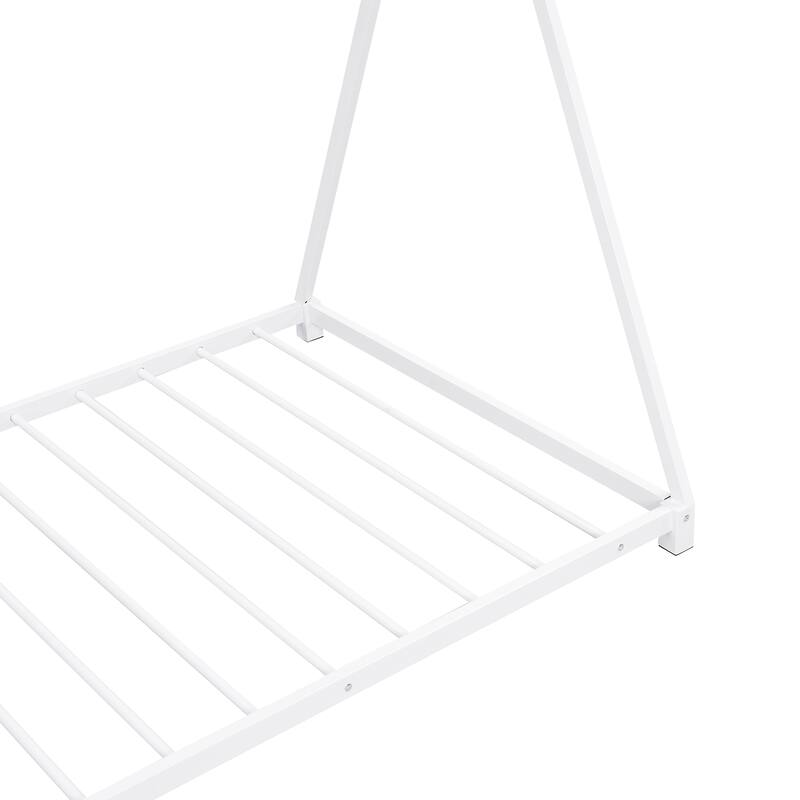 Twin Size Metal House Platform Bed with Triangle Structure for Bedroom
