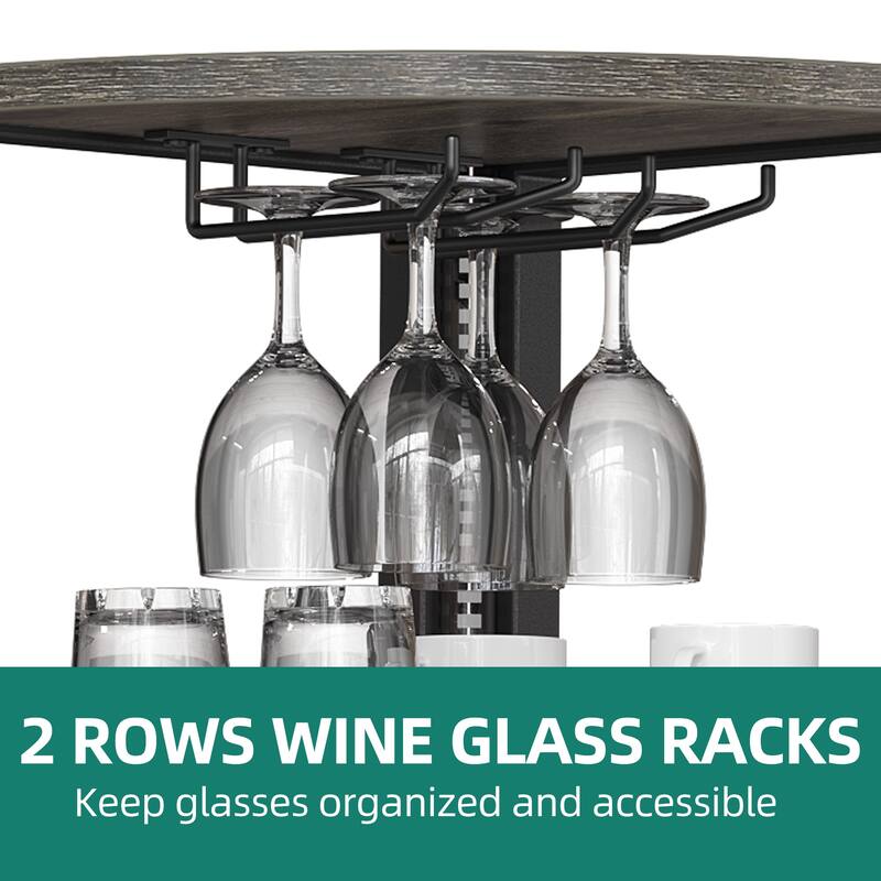 Moasis Freestanding Corner Wine Rack with Glass Holder and Storage Shelf