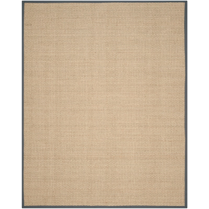 SAFAVIEH Natural Fiber Marina Basketweave Seagrass Rug - 11' x 15' - Natural/Dark Grey - Rectangle