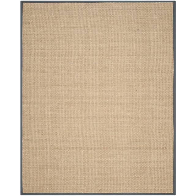 SAFAVIEH Natural Fiber Marina Basketweave Seagrass Rug - 11' x 15' - Natural/Dark Grey