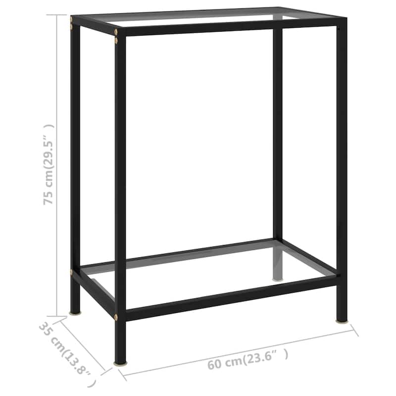 vidaXL Console Table Transparent 23.6"x13.8"x29.5" Tempered Glass - 23.6" x 13.8" x 29.5"
