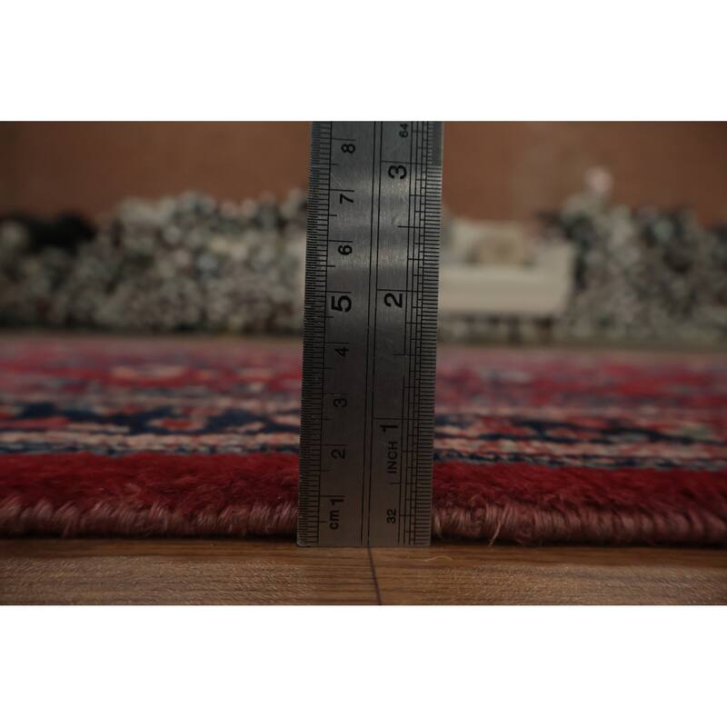 Hand Knotted Oriental 100% Wool Carpet Traditional All-Over Red Sarouk Runner Rug - 7' 6'' X 2' 8''