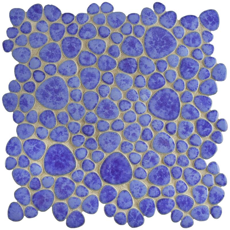 Merola Tile Pebble Blue Cloud 10-3/4" x 10-7/8" Porcelain Floor and Wall Tile