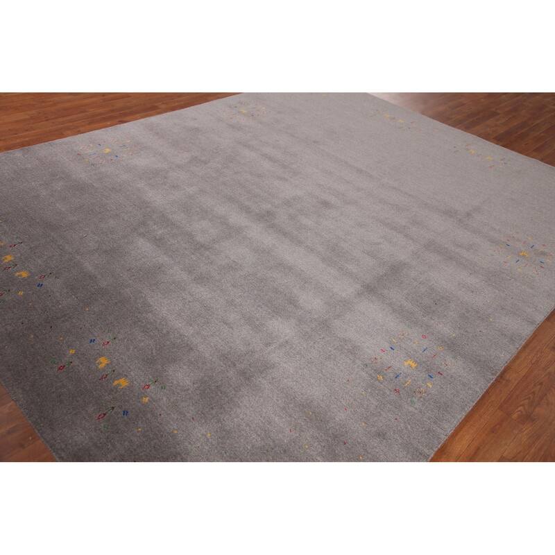 Tribal Gray Gabbeh Oriental Area Rug Handmade Wool Carpet - 7'9" x 9'10"