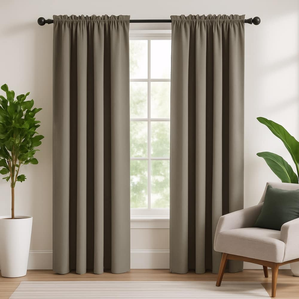 Deconovo 2-Pack Thermal Room Darkening Rod Pocket Curtains