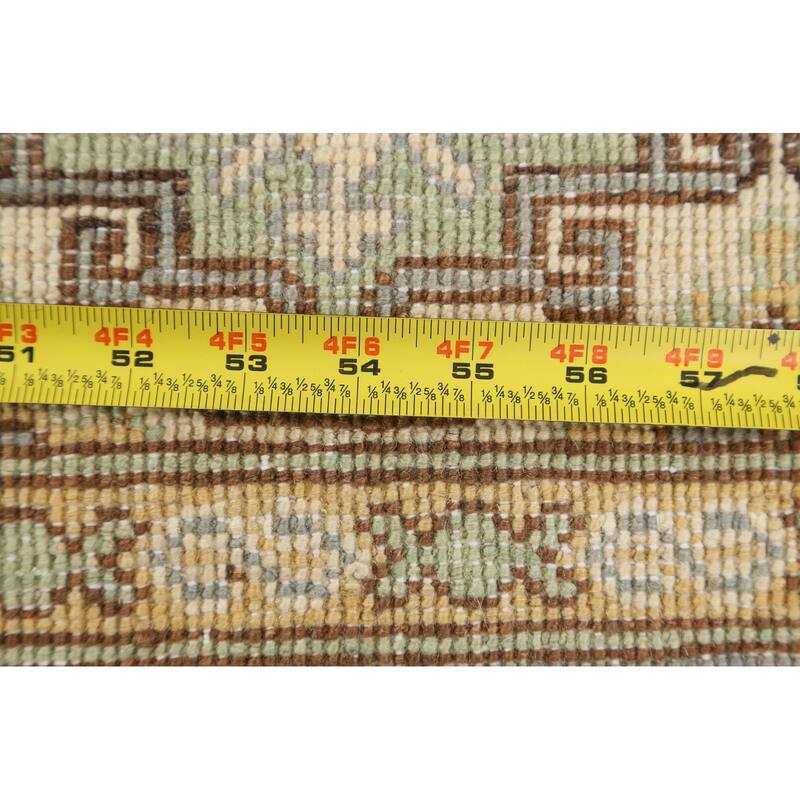 Vegetable Dye Geometric Khotan Wool Area Rug Hand-knotted Foyer Carpet - 4'8" x 6'0"