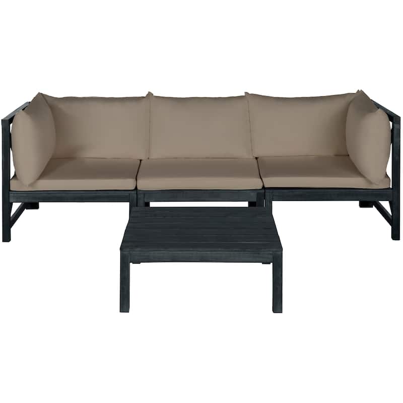 SAFAVIEH Outdoor Pietra Modular Sectional - 27W x 27D x 27H - Dark Slate Grey/Taupe