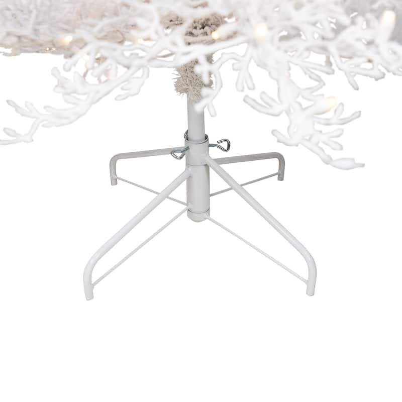 Pre-Lit Flocked Twig Artificial Christmas Tree - 7.5' - Warm White LED - 7.5 Foot