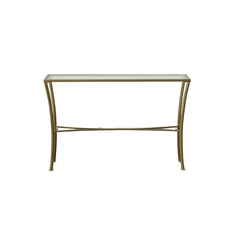 Rectangular Glass Top Console Table - 48" - Antique Gold