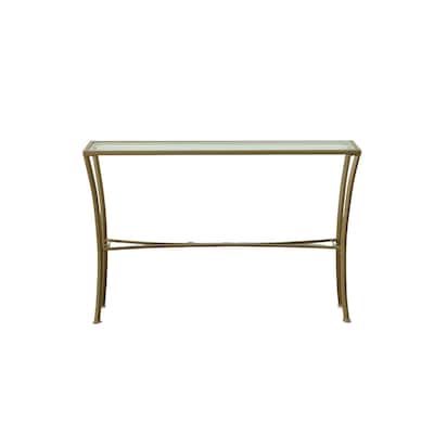 Rectangular Glass Top Console Table - 48" - Antique Gold