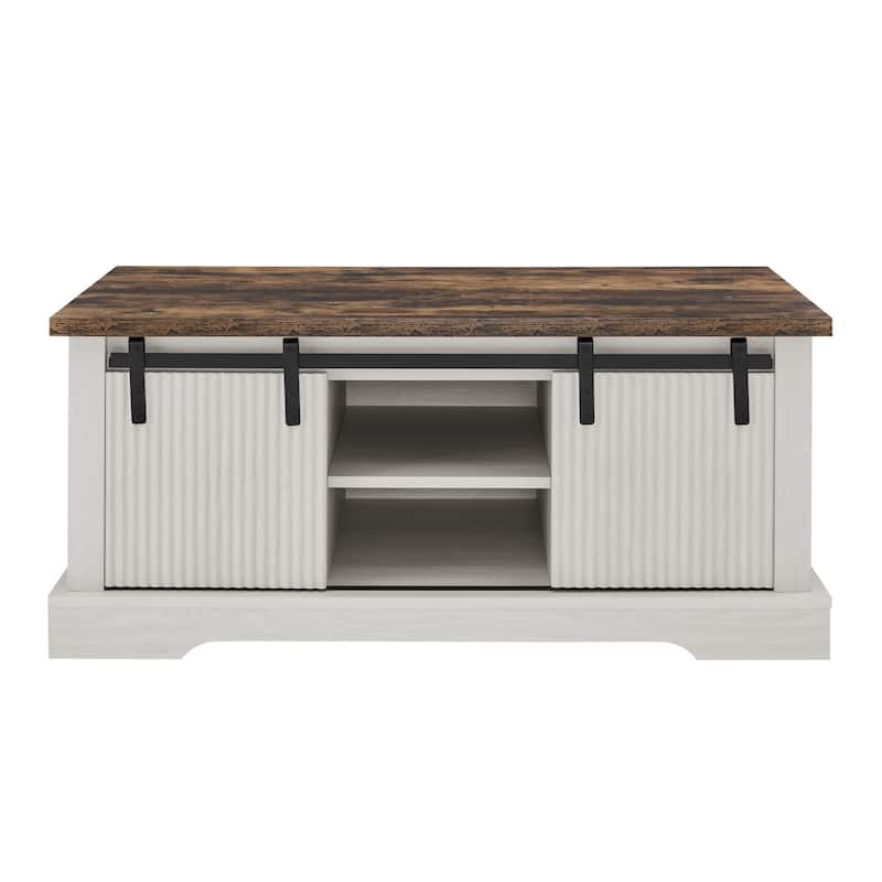 Coffee Table With Storage And Sliding Wood Door