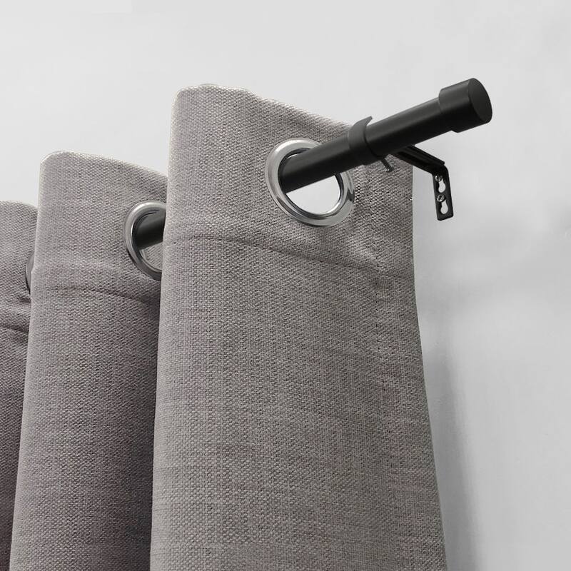 Lumi Single Curtain Rod Brushed Nickel/ Black- End Cap finials