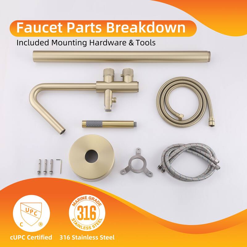 Modland Freestanding Thermostatic Bathtub Faucet with Hand Shower Outdoor 316 Stainless Steel