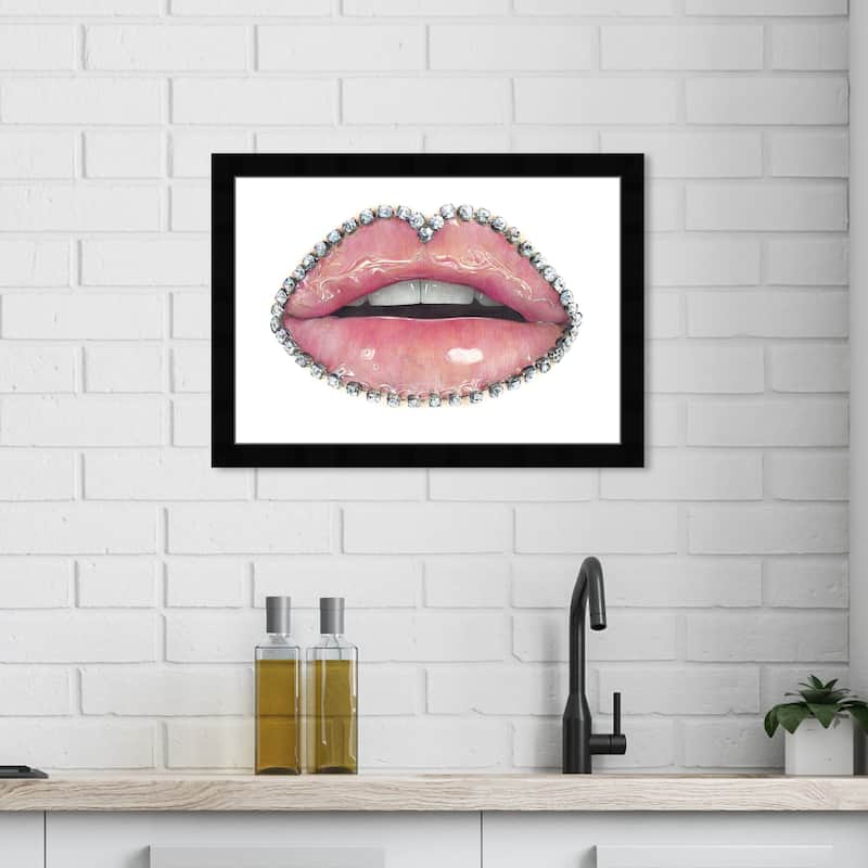 Wynwood Studio Prints Fashion and Glam Pink Lips Pink and Pastel Pink Glam Wall Art Canvas Print - Black