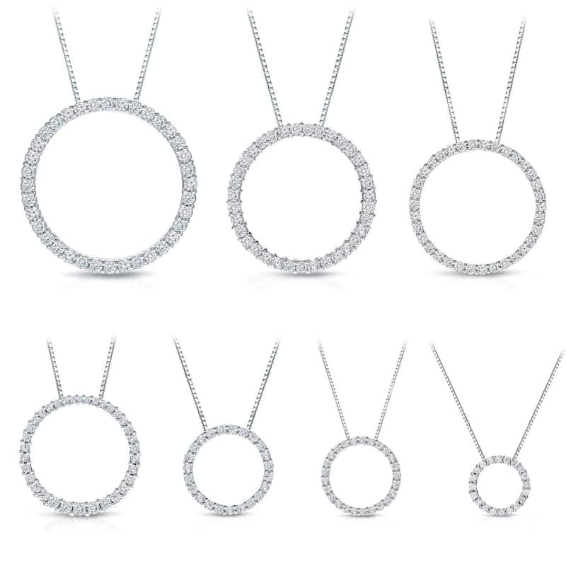 Auriya 0.15 to 1 1/2ctw Diamond Circle Necklace 14k White Gold (H-I, SI1-SI2)