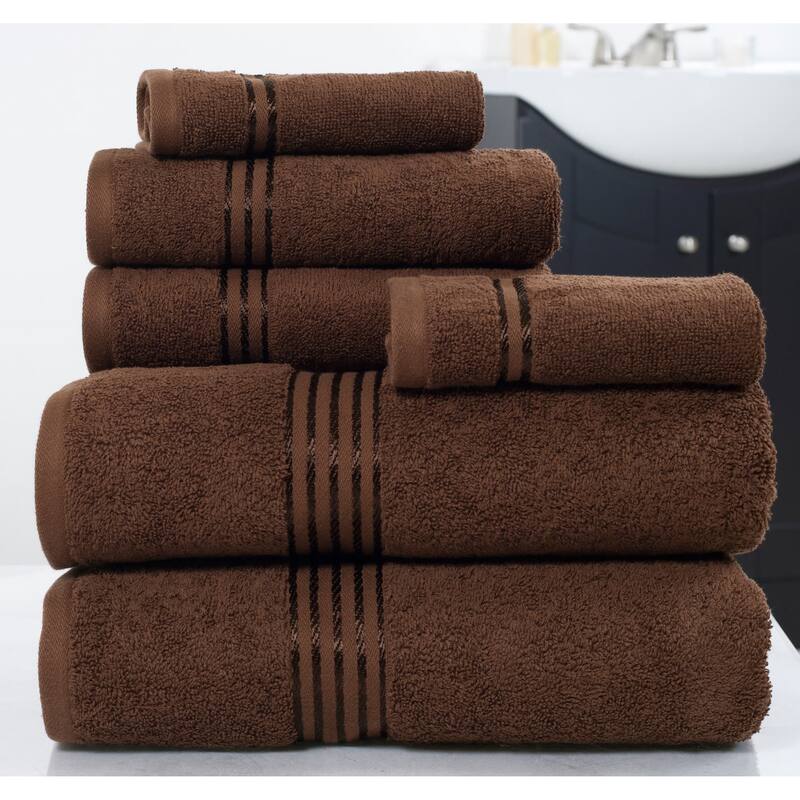 6PC Towel Set - Cotton Bathroom Accessories with 2 Bath Towels, 2 Hand Towels, and 2 Washcloths by Windsor Home