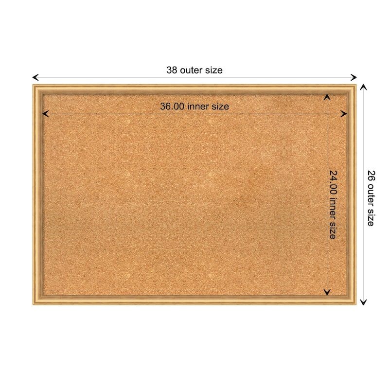 Salon Scoop Wood Framed Natural Corkboard Bulletin Board - Salon Scoop Gold - Board Size 36x24