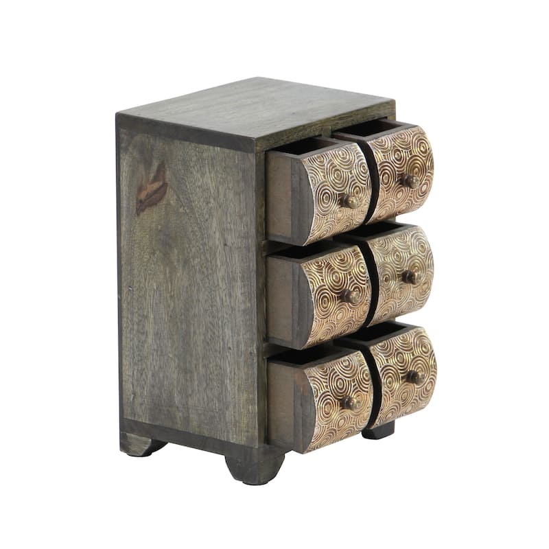 Rustic 10 x 6 Inch Rectangular 6-Drawer Jewelry Chest by Studio 350