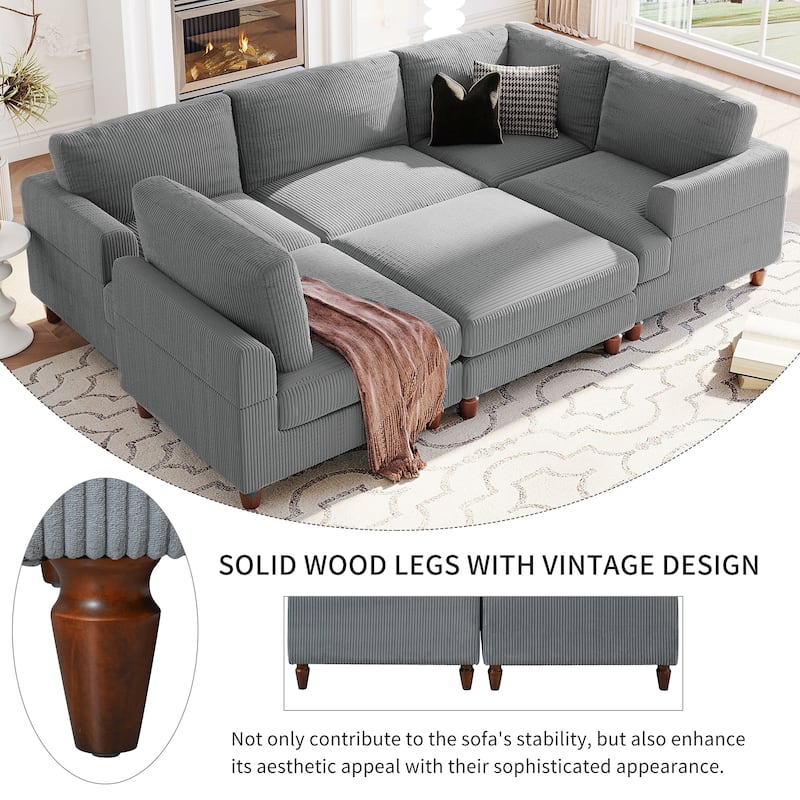 97.2" L-Shaped Modular Sectional Sofa with Ottoman (6-Seater)