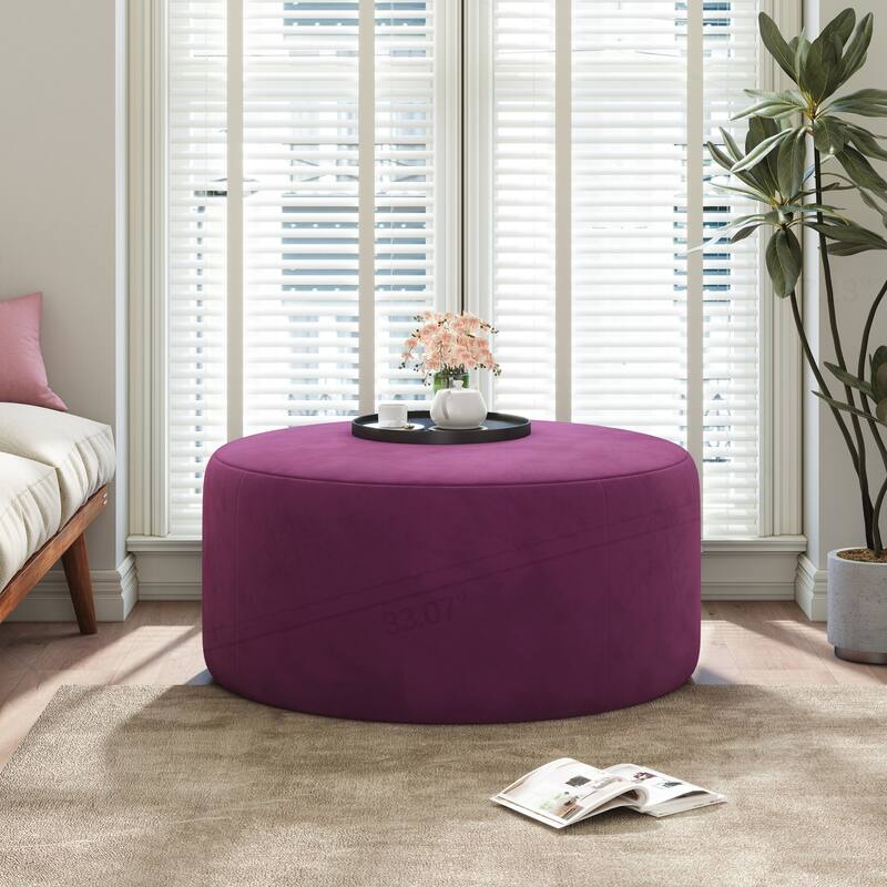 Velvet Round Ottoman