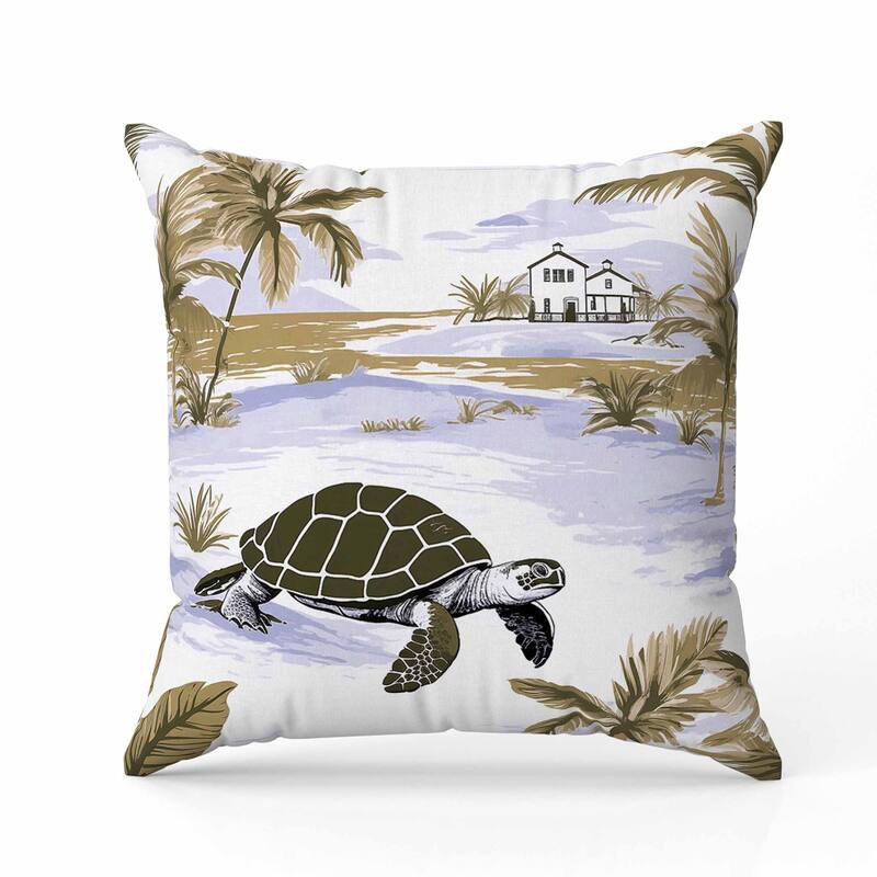 Sandy Shores Turtle Faux Suede Reversible Throw Pillow Olive and Green