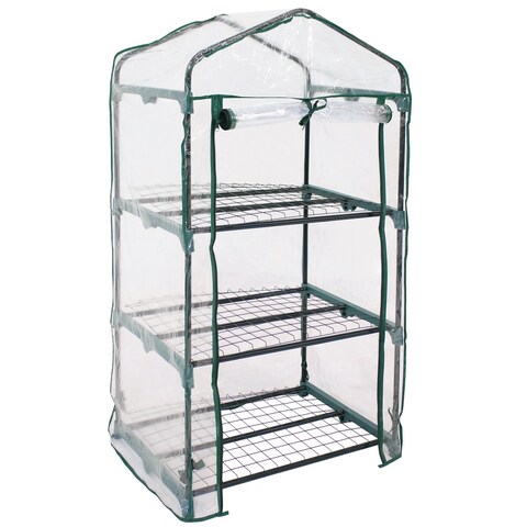 Sunnydaze Portable 3-Tier Mini Greenhouse for Outdoors - Clear